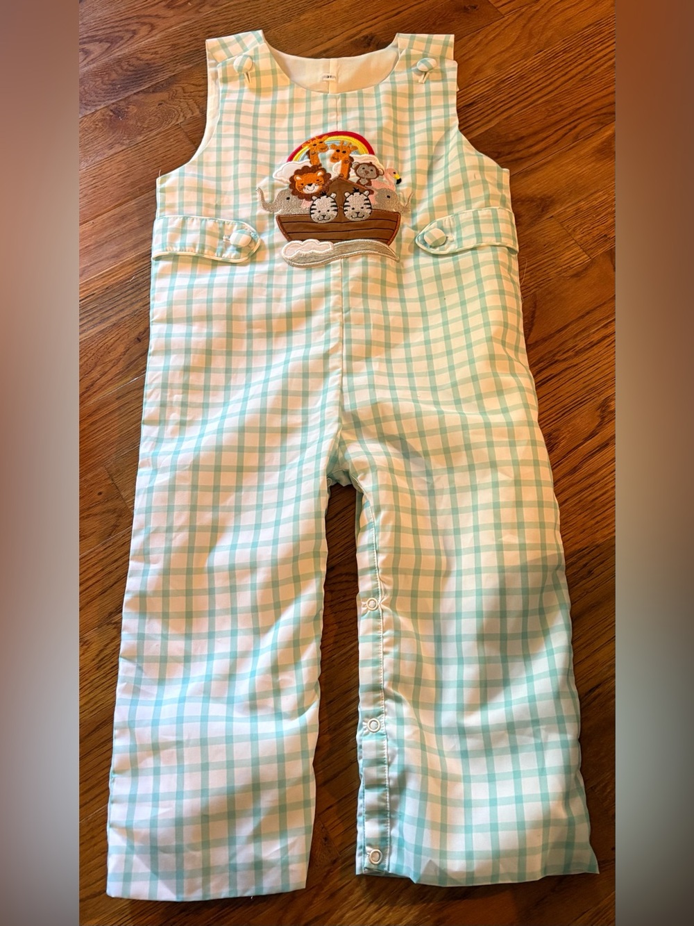 Noah's Ark smocked Jon Jon romper, Size 3T, EUC
